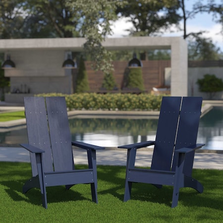 Flash Furniture Navy Modern 2 Slat Back Adirondack Chairs, PK2 2-JJ-C14509-NV-GG